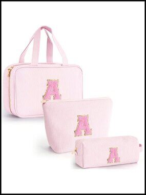 Personalized Toiletry Bag Makeup Bag Set Canvas Zipper Travel Organizer
